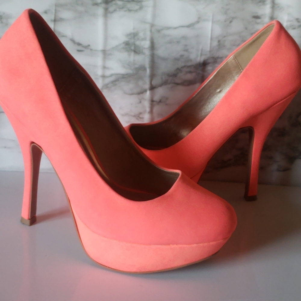 Neon peach Qupid Heels